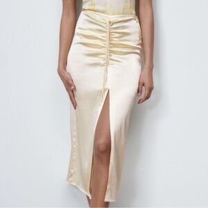 Zara Satin Skirt in Butter Yellow